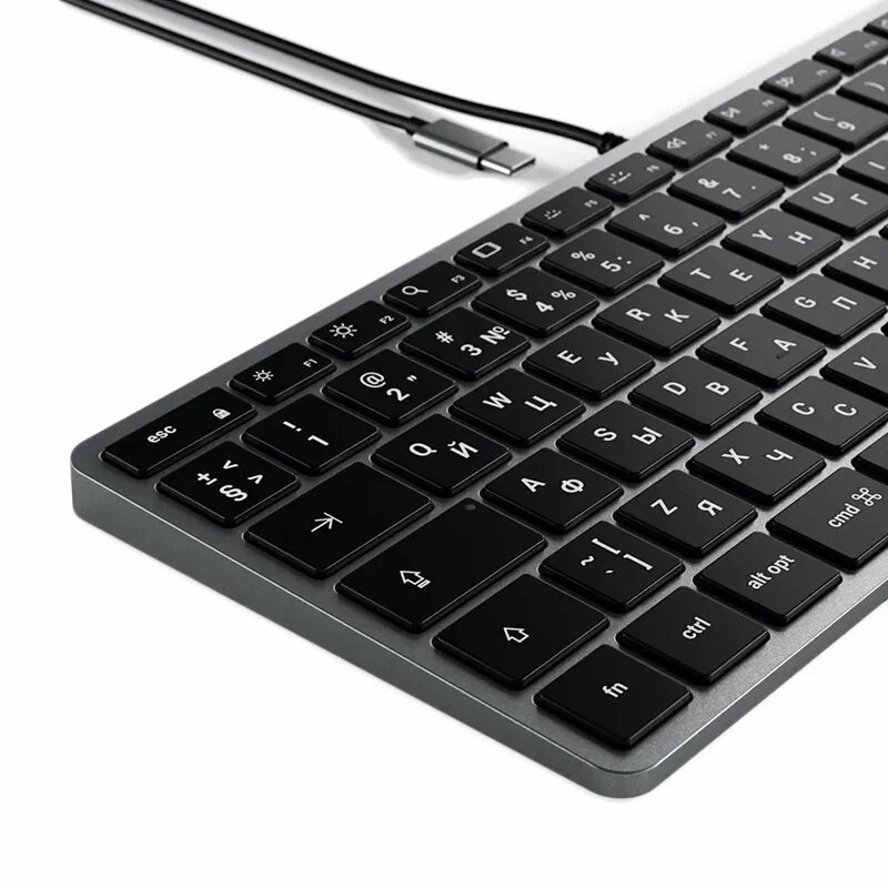 Клавиатура Satechi Slim W1 USB-C Wired Keyboard-RU, серый космос