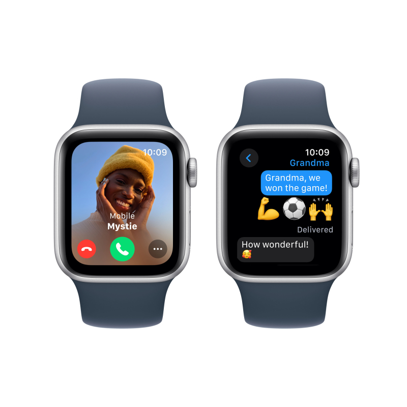 Apple Watch SE 2024, 40 мм, корпус из алюминия цвета «Серебристый», спортивный ремешок, размер M/L
