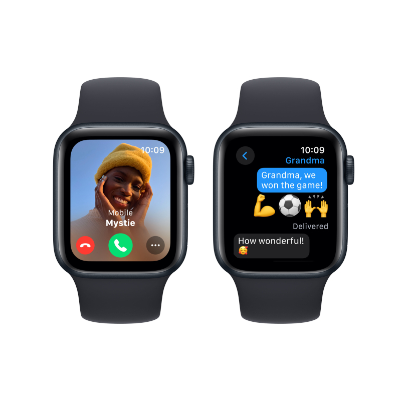 Apple Watch SE 2024, 40 мм, корпус из алюминия цвета «Тёмная ночь», спортивный ремешок, размер M/L