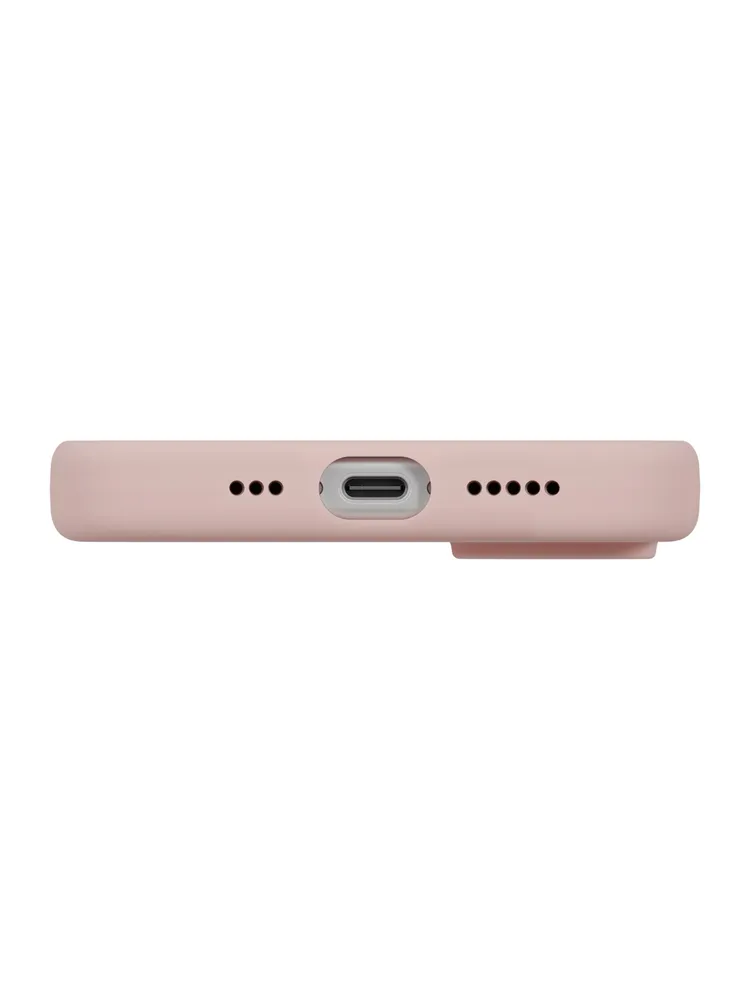На фото изображено Чехол Uniq Lino MagSafe для iPhone 17, розовый