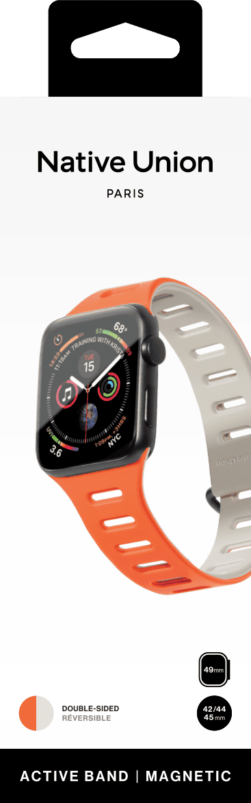 Ремешок Native Union для Apple Watch Magnetic 42/44/45/49мм, оранжевый/серый
