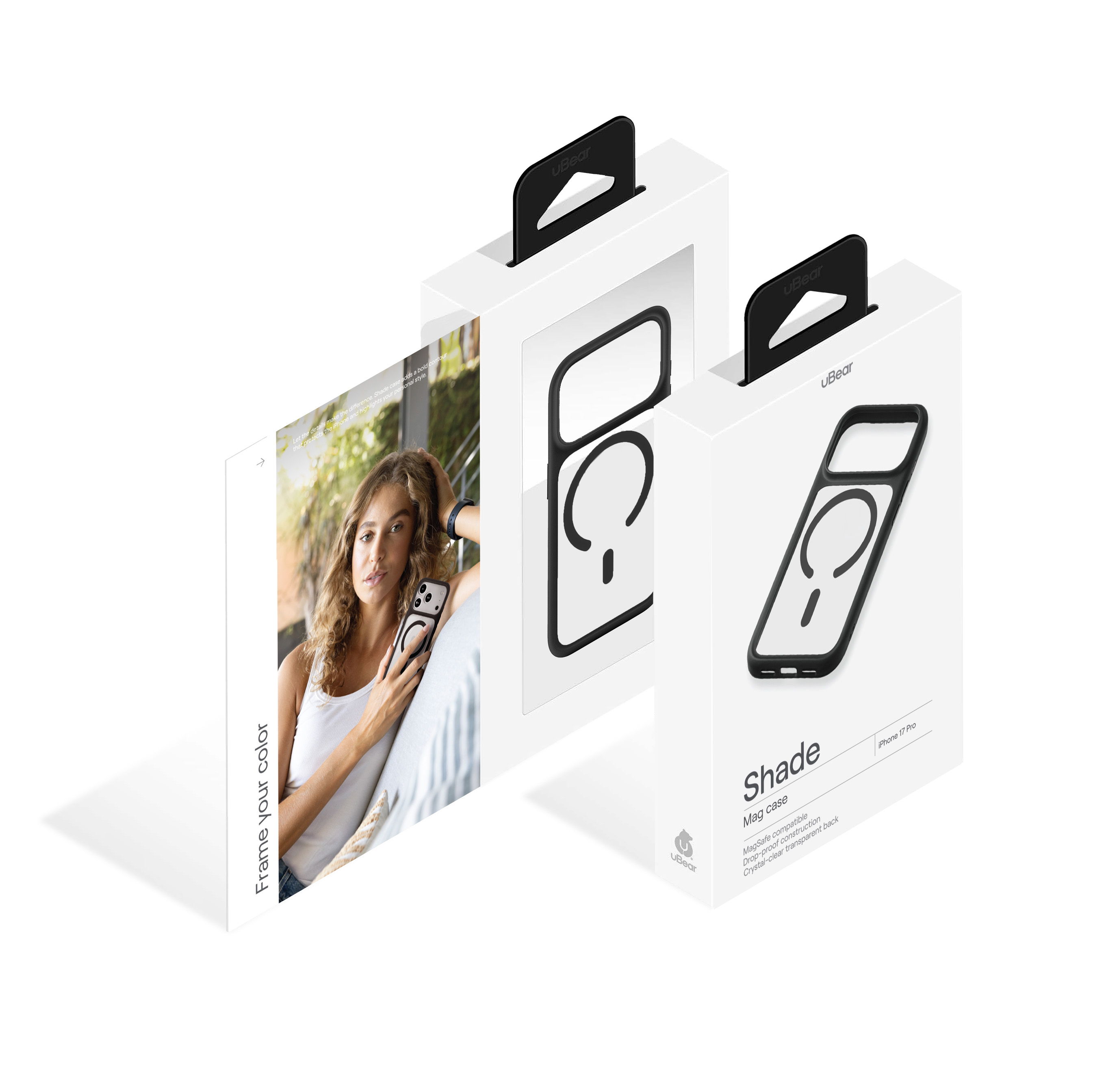 Фото Чехол защитный uBear Shade Case для iPhone 17 Pro, MagSafe, чёрный На фото изображено Чехол защитный uBear Shade Case для iPhone 17 Pro, MagSafe, чёрный