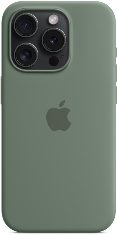 На фото изображено Чехол Apple MagSafe для iPhone 15 Pro, силикон, «Сосновый лес»