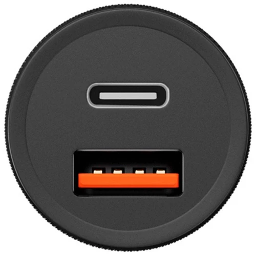 На фото изображено Автомобильное зарядное устройство Uzay 38W USB-C+USB-A, черное