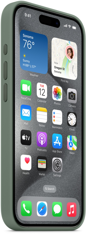 На фото изображено Чехол Apple MagSafe для iPhone 15 Pro, силикон, «Сосновый лес»