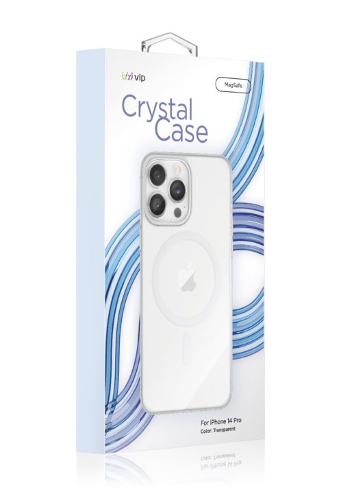На фото изображено Чехол защитный VLP Crystal case с MagSafe для iPhone 14 Pro, прозрачный
