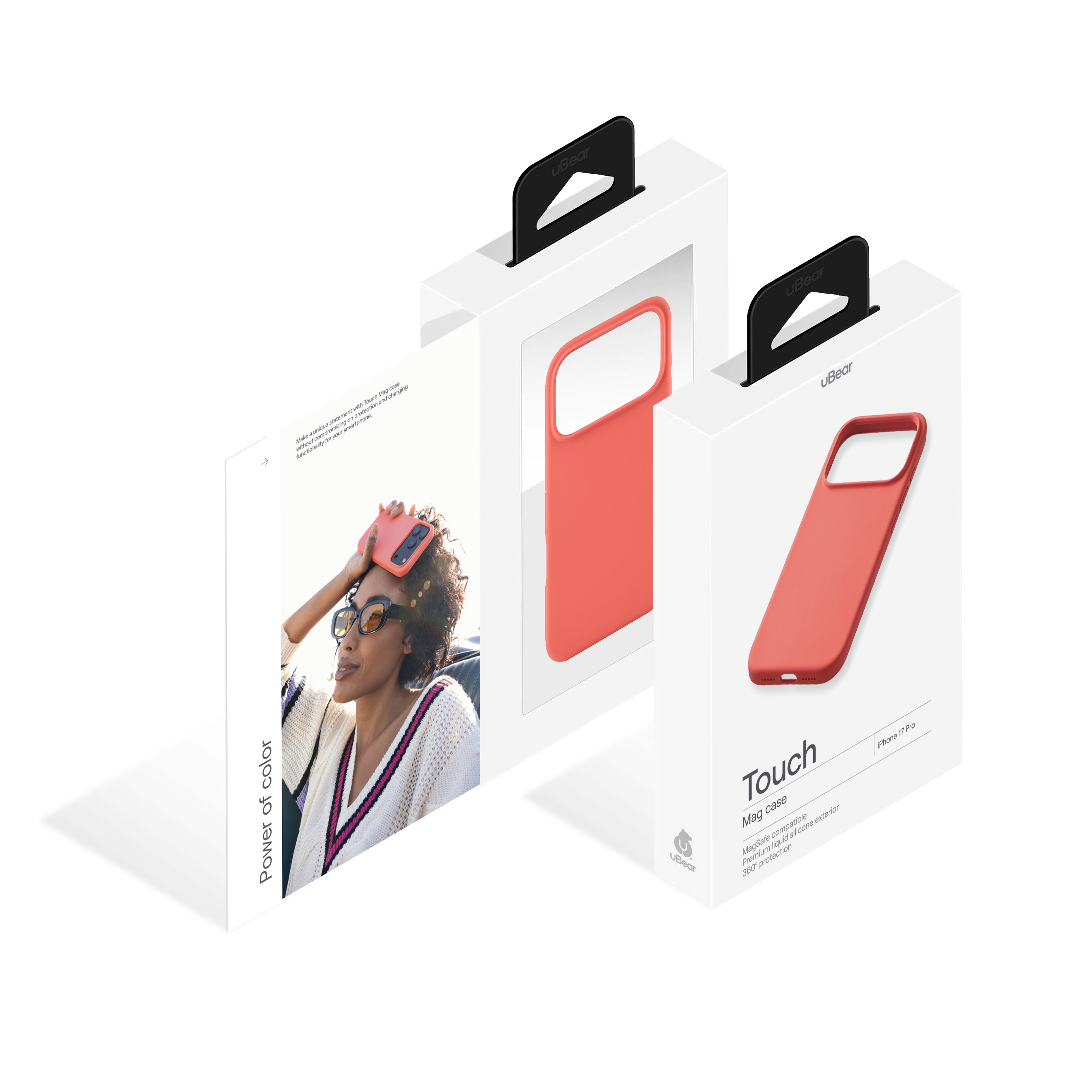 На фото изображено Чехол защитный uBear Touch Mag Case для iPhone 17 Pro, MagSafe, коралловый