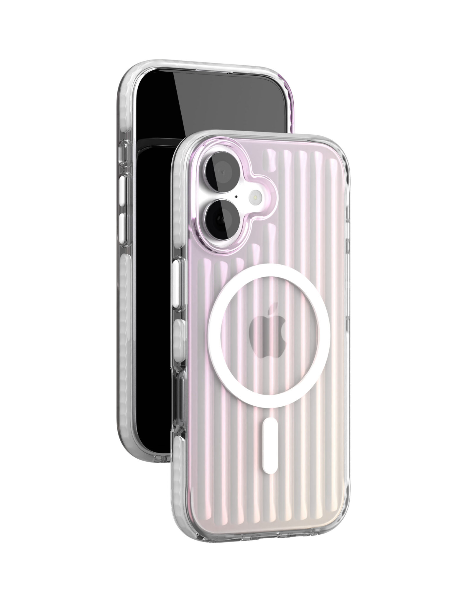 На фото изображено Чехол защитный VLP Pulse Case с MagSafe для iPhone 17, перламутровый