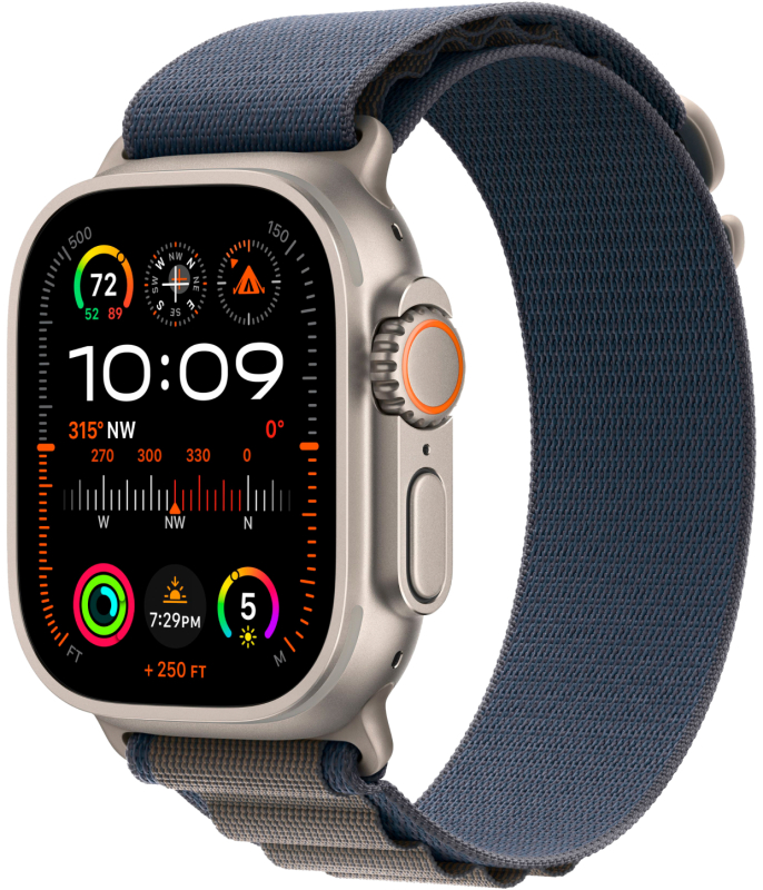 Apple Watch Ultra 2 GPS + Cellular, 49 мм, корпус из титана, ремешок Alpine, цвет синий, S