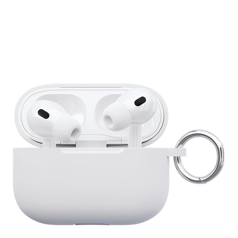 Чехол силиконовый VLP Soft Touch, с кольцом, для AirPods Pro 2, белый