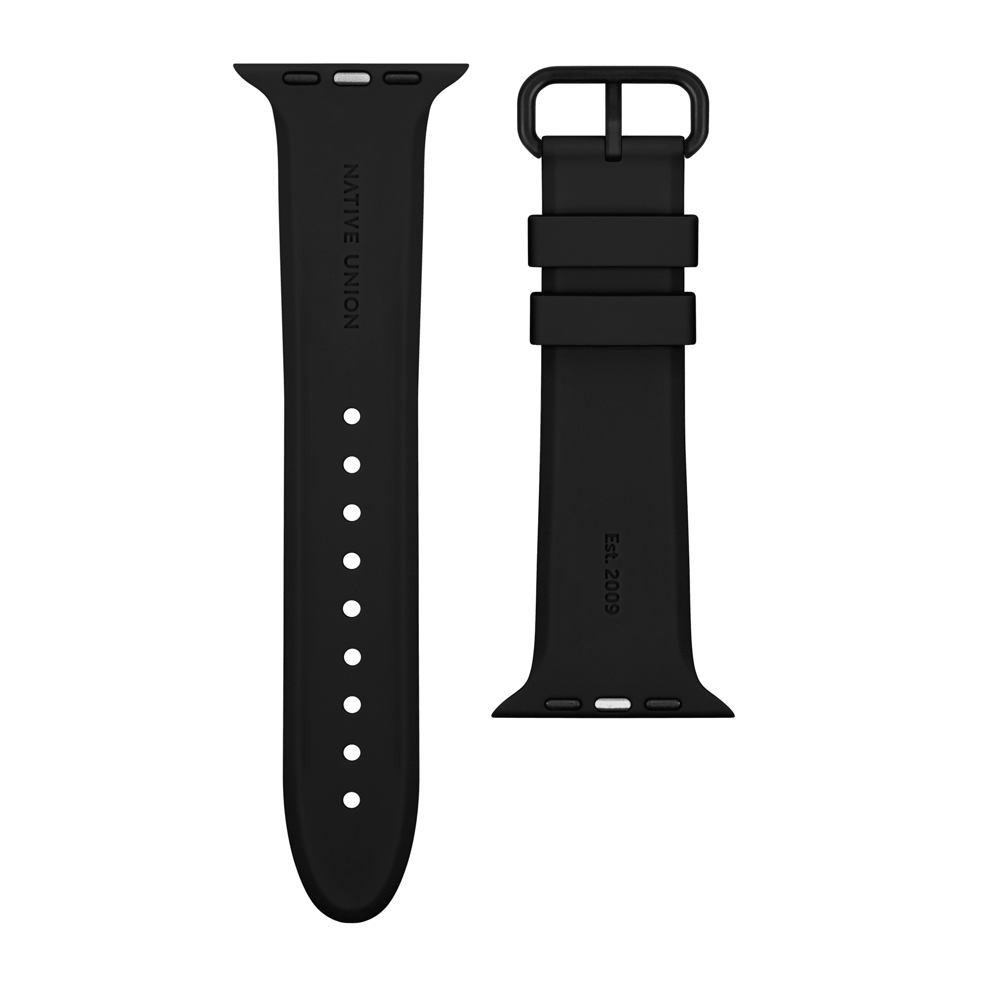На фото изображено Ремешок Native Union для Apple Watch 44мм, cиликоновый, черный