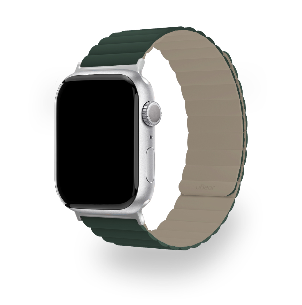 Фото Ремешок uBear Mode для Apple Watch S/M (38, 40, 41 мм), зелёный/серый На фото изображено Ремешок uBear Mode для Apple Watch S/M (38, 40, 41 мм), зелёный/серый