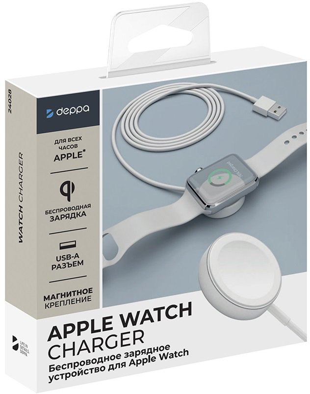 Беспроводное зарядное устройство A-watch Deppa, USB-A, белый