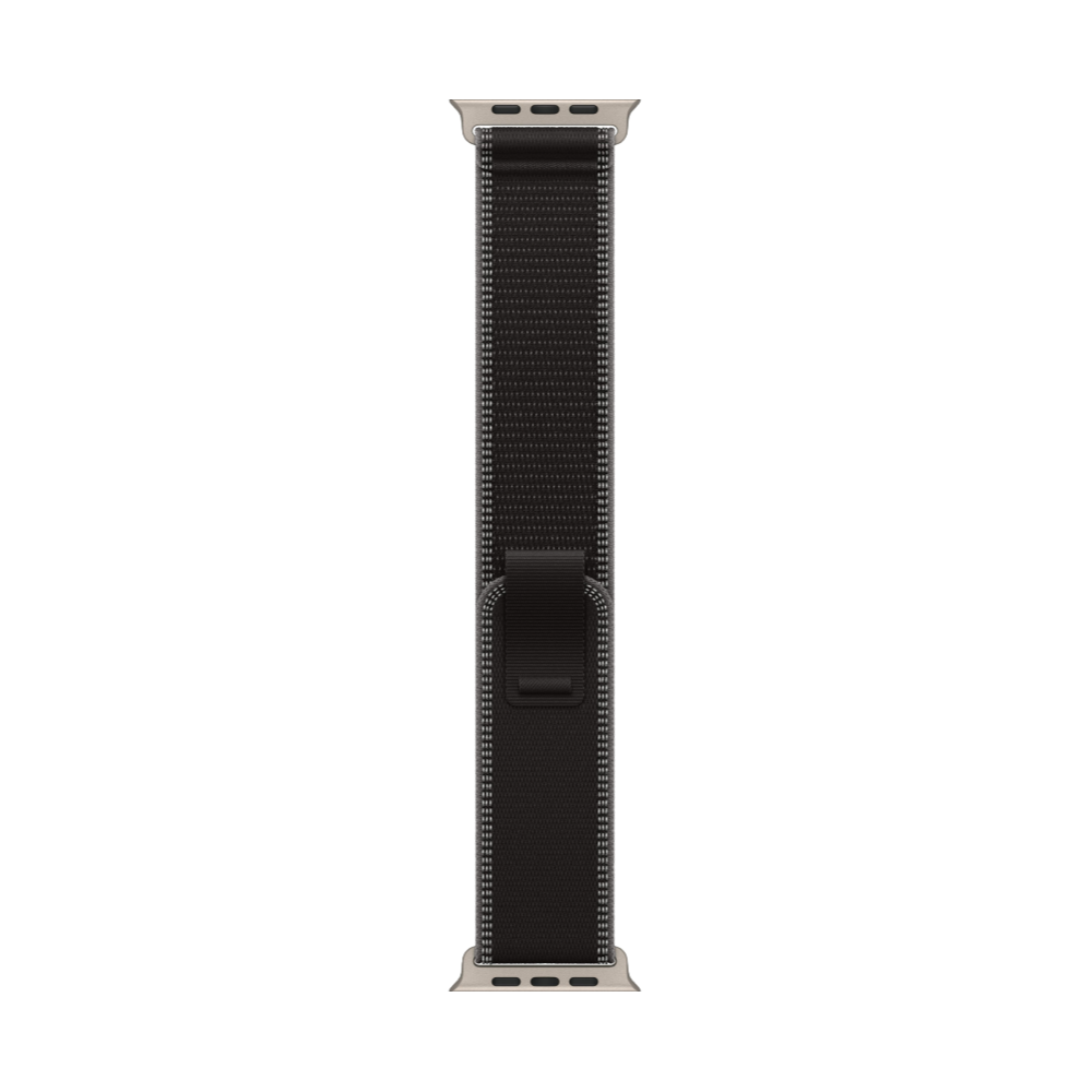 Фото Apple Watch Ultra 3 GPS + Cellular, 49 мм, корпус из натурального титана, ремешок Trail, цвет чёрный, S/M На фото изображено Apple Watch Ultra 3 GPS + Cellular, 49 мм, корпус из натурального титана, ремешок Trail, цвет чёрный, S/M
