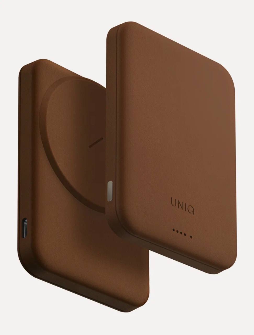 На фото изображено Внешний аккумулятор Uniq Lexa 5000 mAh, карамельный