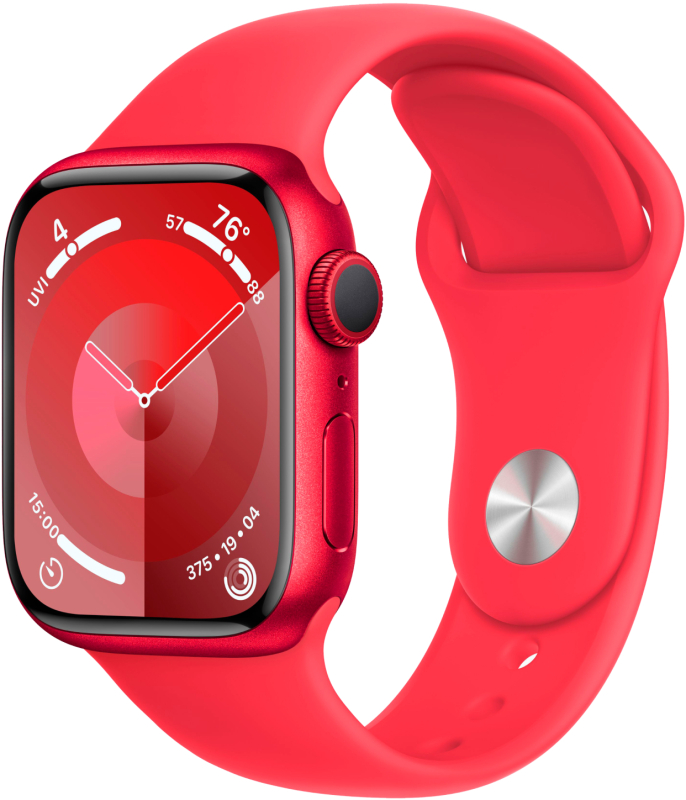 Apple Watch Series 9, 41 мм, корпус из алюминия цвета «(PRODUCT)RED», спортивный ремешок, размер S/M Apple Watch Series 9, 41 мм, корпус из алюминия цвета «(PRODUCT)RED», спортивный ремешок, размер S/M