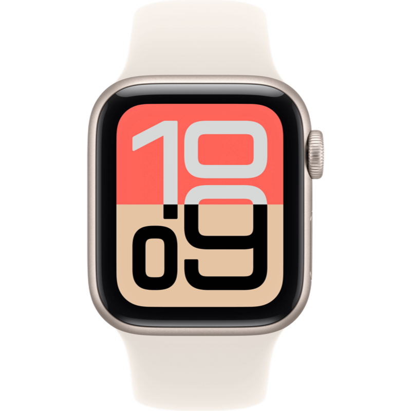 Фото Apple Watch SE 3, 40 мм, корпус из алюминия цвета «Сияющая звезда», спортивный ремешок, размер M/L На фото изображено Apple Watch SE 3, 40 мм, корпус из алюминия цвета «Сияющая звезда», спортивный ремешок, размер M/L