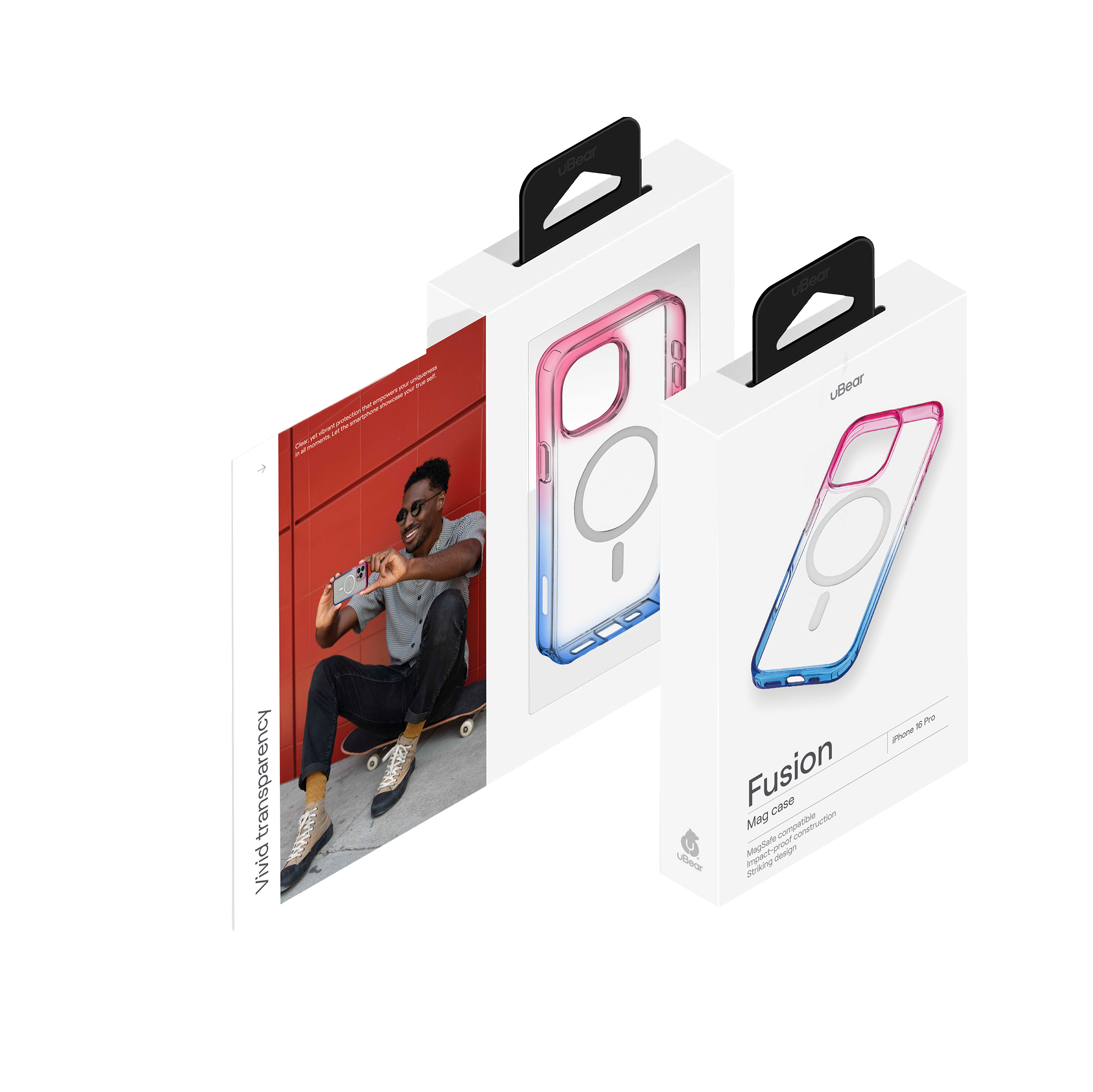 Чехол защитный uBear Fusion Mag Case для iPhone 16 Pro, сине-розовый