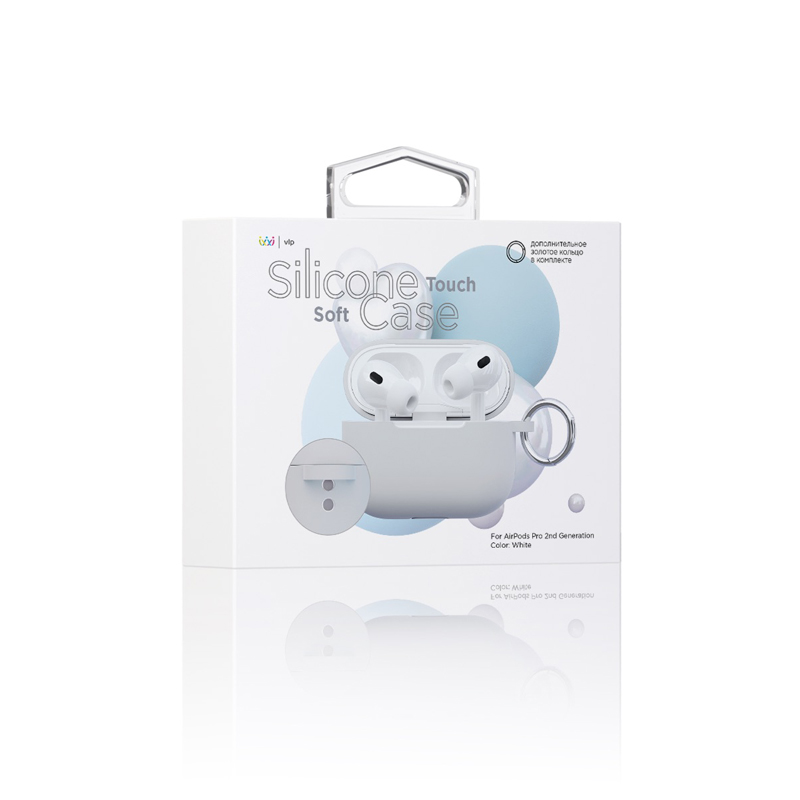 Чехол силиконовый VLP Soft Touch, с кольцом, для AirPods Pro 2, белый