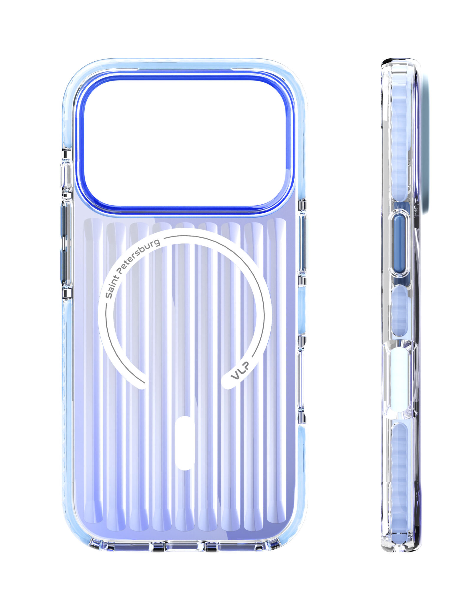 На фото изображено Чехол защитный VLP Pulse Case с MagSafe для iPhone 17 Pro, синий