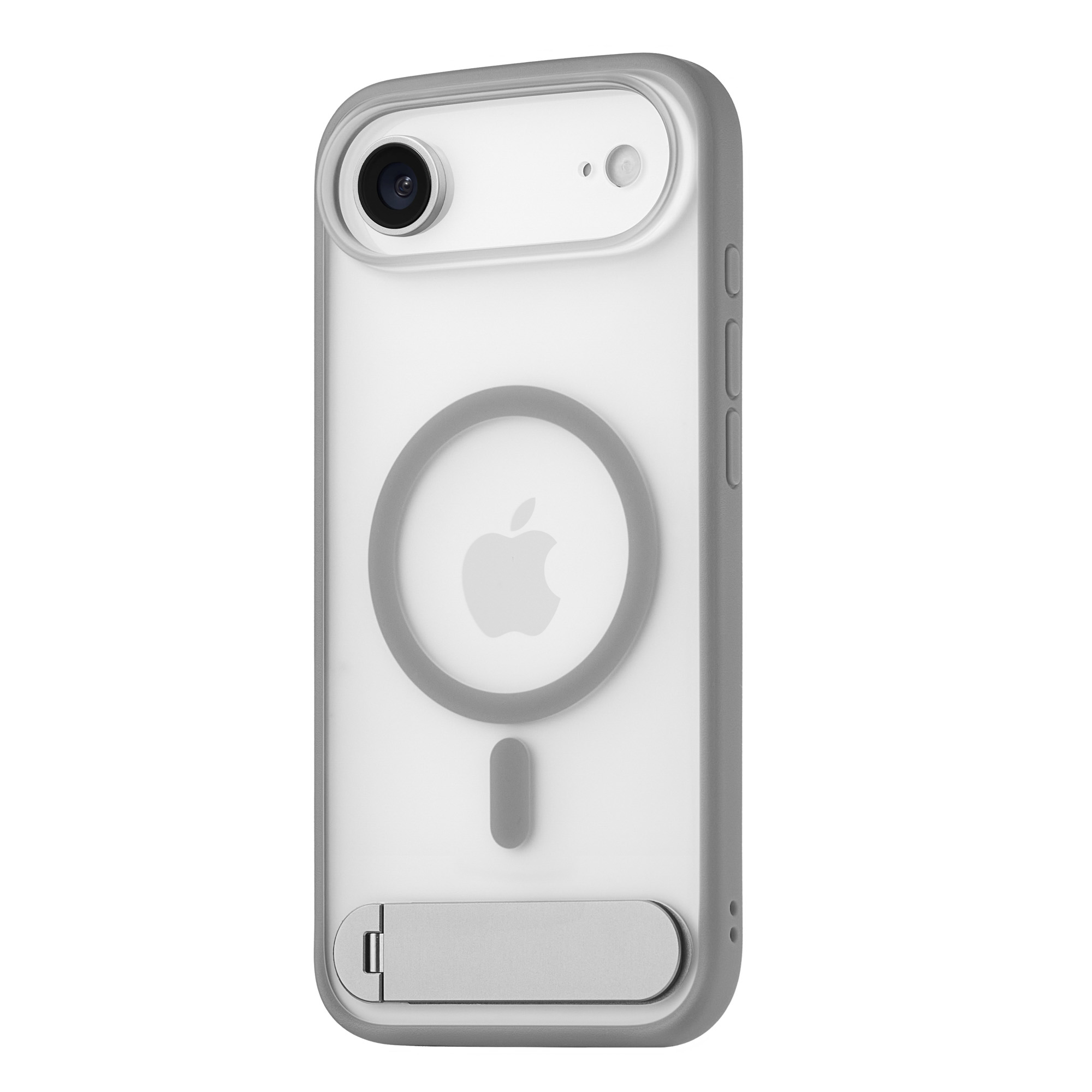 На фото изображено Чехол защитный uBear Stand 360° Mag Case для iPhone Air, серый