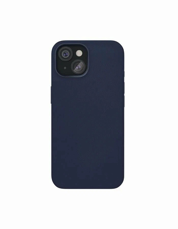 Чехол защитный VLP Ecopelle Case с MagSafe для iPhone 15, синий